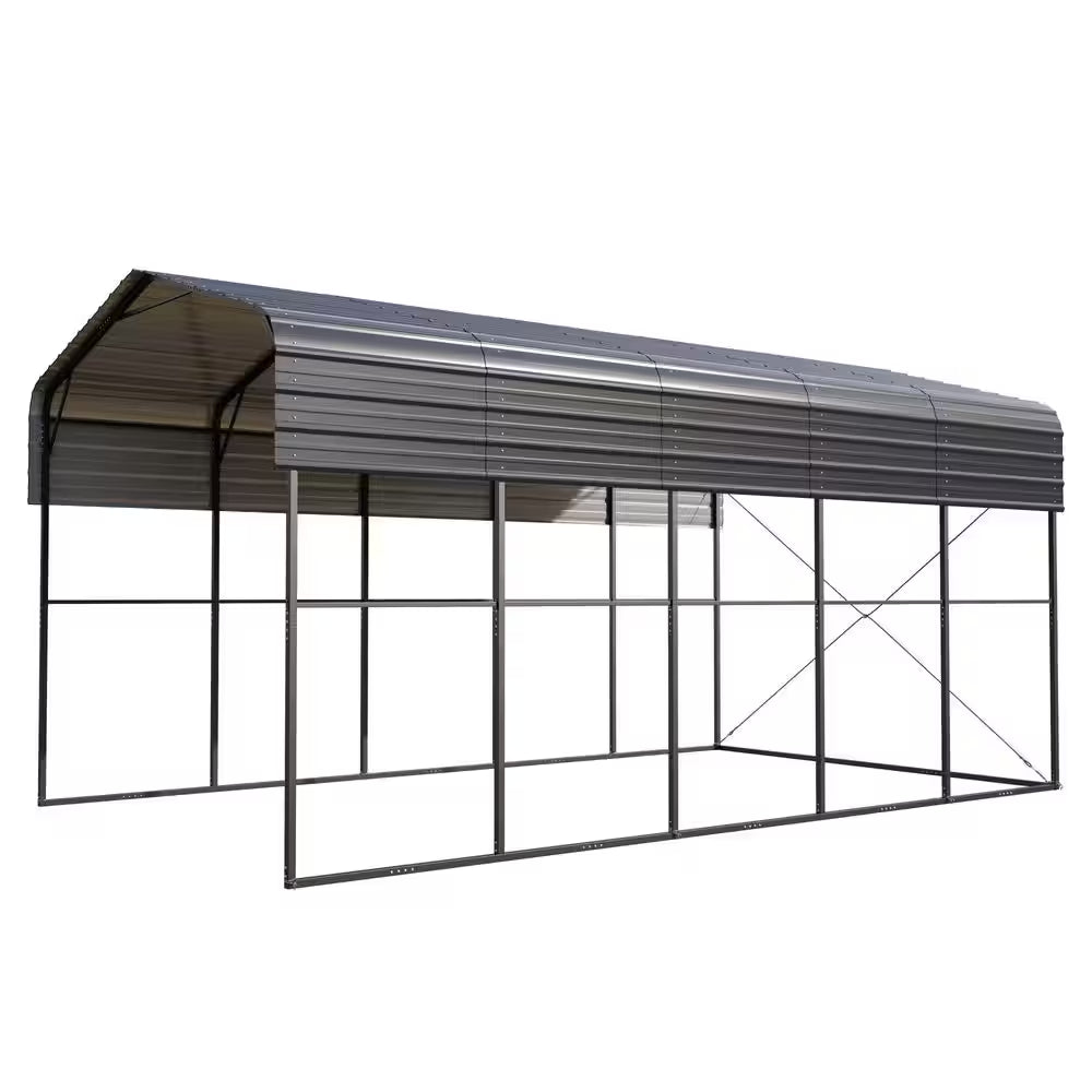 14 Ft. X 25 Ft. Carport Steel RV Car Canopy Shelter in Black