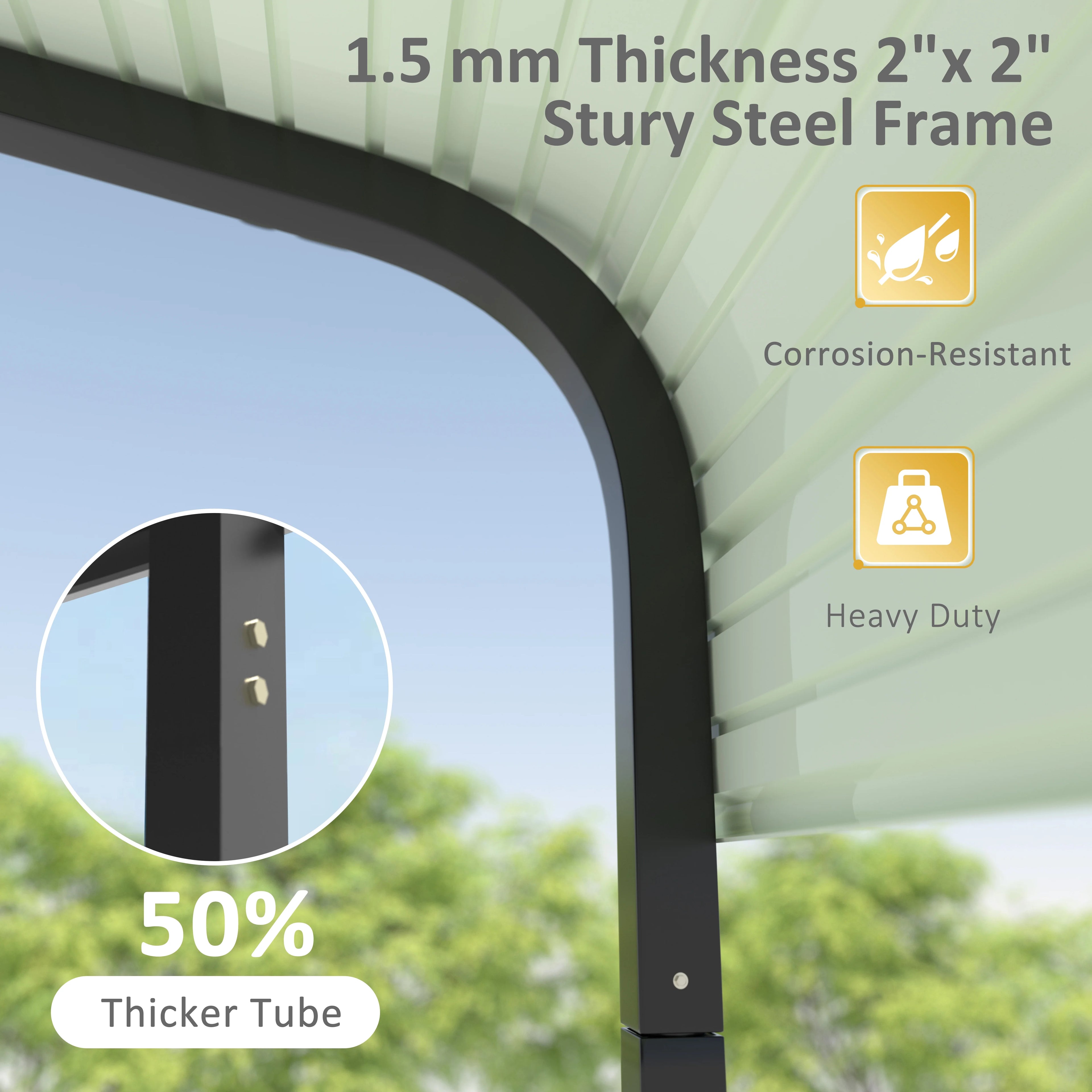 20' x 12' Heavy-Duty Galvanized Steel Carport and All-Weather Vehicle Shelter - Gray