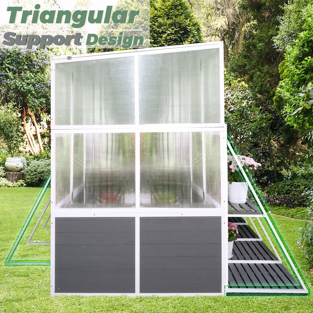 Artisanal Wooden Lean-To Walk-In Greenhouse (104" x 98")