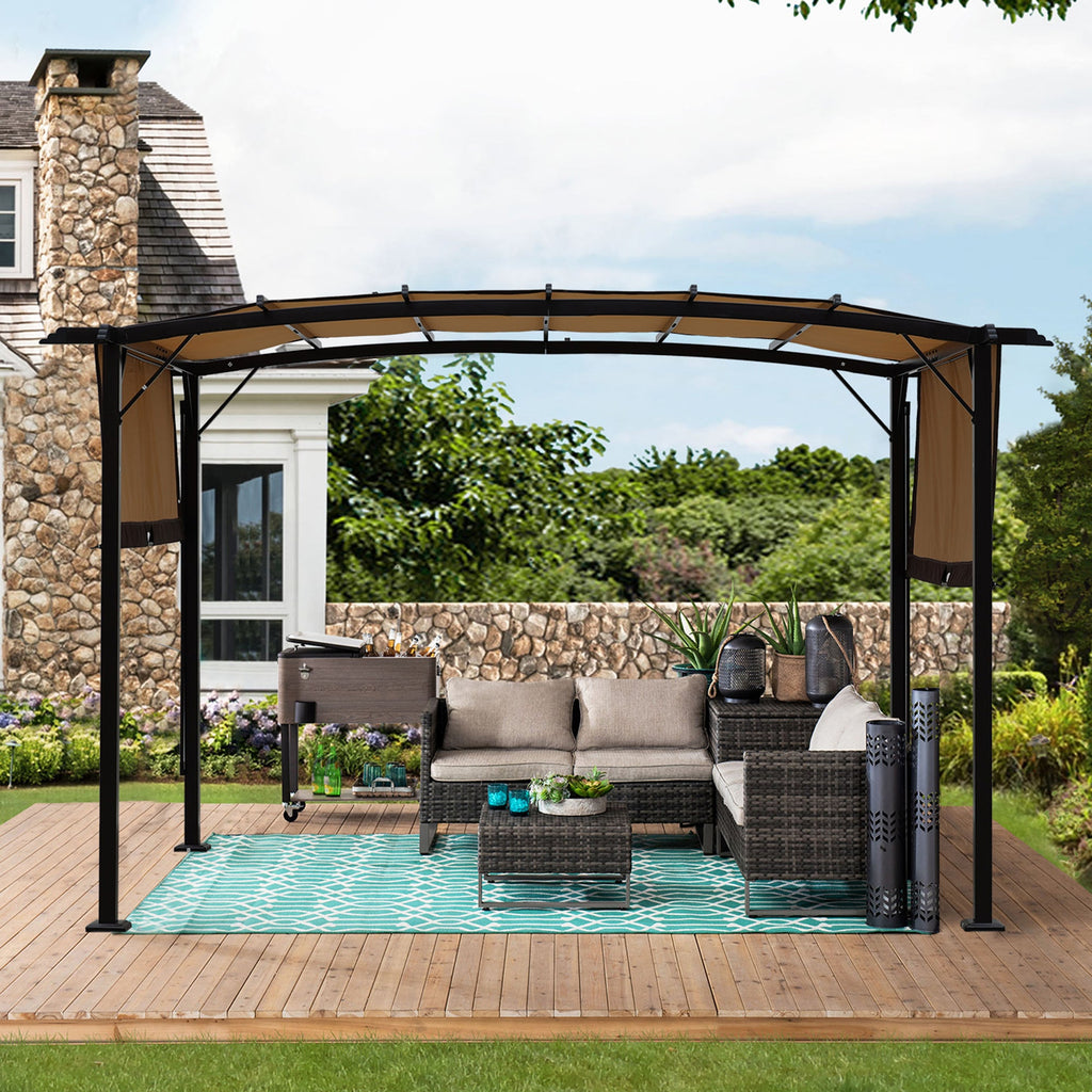 V.I.P Digital Presence 12' x 9' Steel Pergola with Retractable Canopy