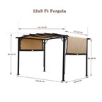 V.I.P Digital Presence 12' x 9' Steel Pergola with Retractable Canopy