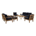 Marina 10-Piece Teak Outdoor Seating Set with Navy Performance Cushions