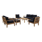 Marina 10-Piece Teak Outdoor Seating Set with Navy Performance Cushions