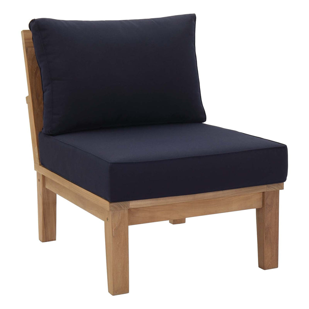 Marina 10-Piece Teak Outdoor Seating Set with Navy Performance Cushions