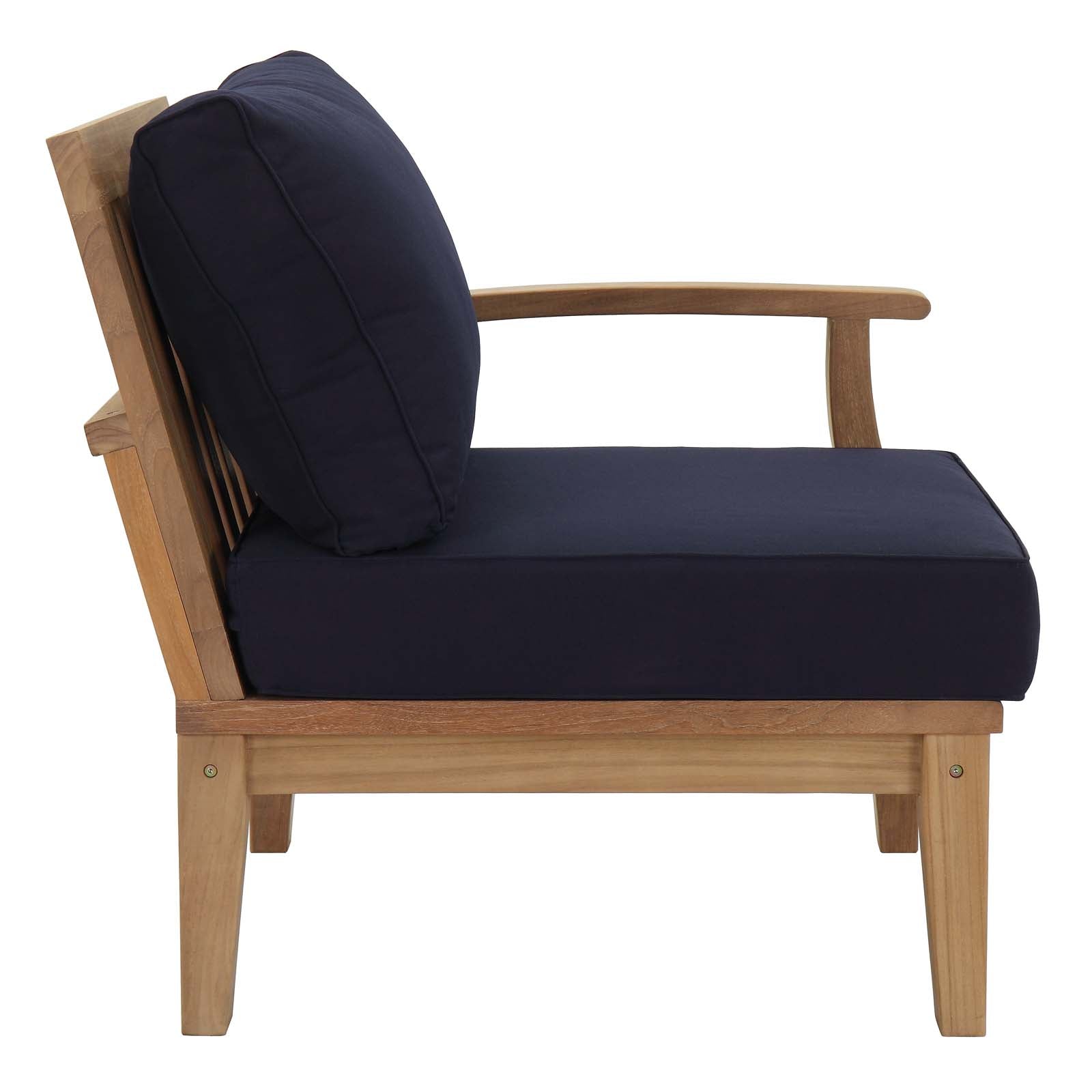 Marina 10-Piece Teak Outdoor Seating Set with Navy Performance Cushions