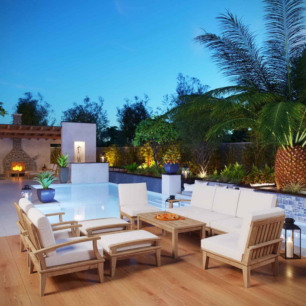 Marina Teak 10-Piece Outdoor Seating Set - Modway Collection
