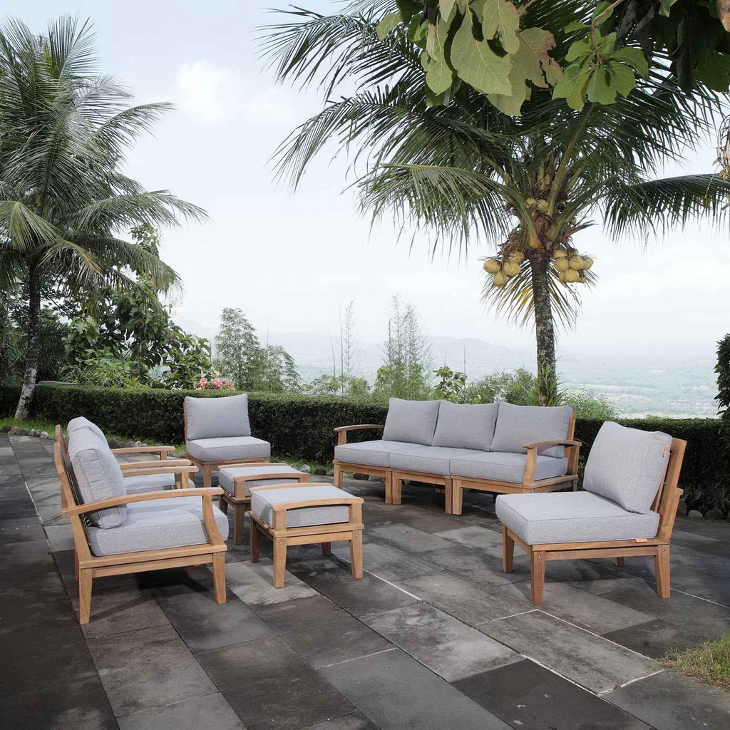 Marina 9-Piece Teak Outdoor Lounge Set by Modway