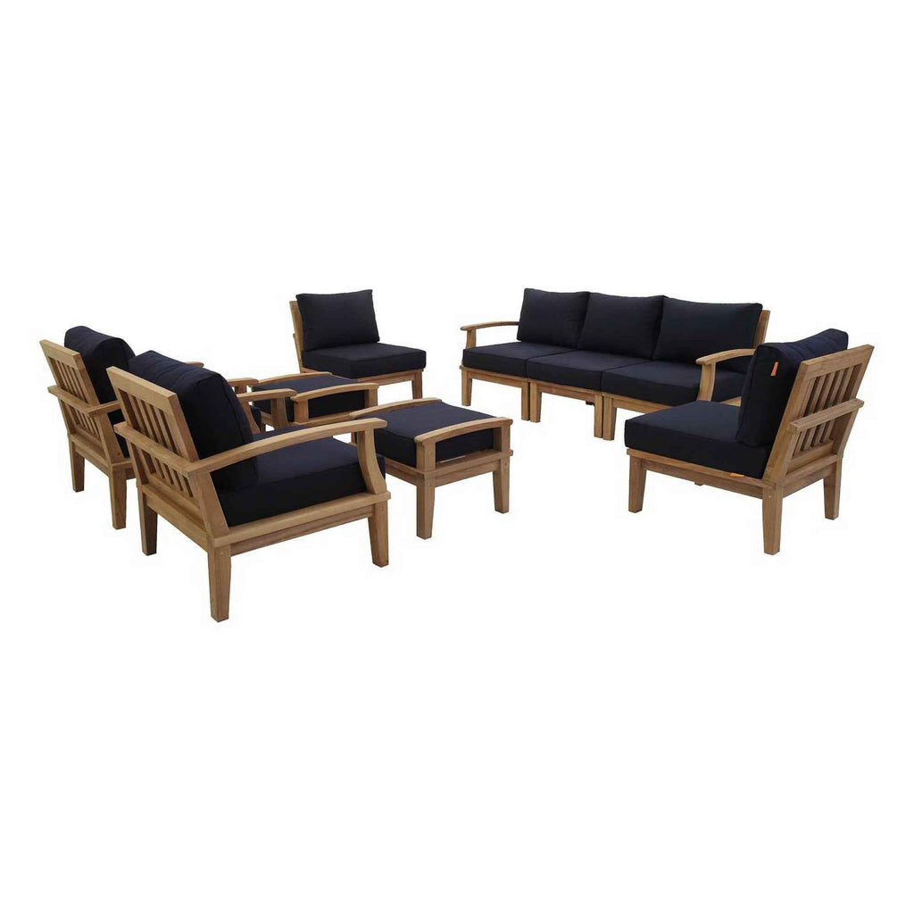 Marina 9-Piece Teak Outdoor Lounge Set by Modway