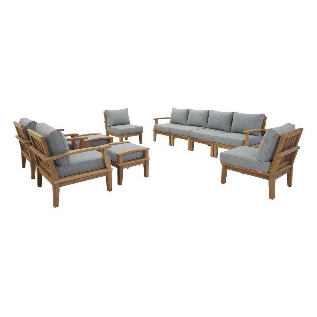 Marina 10-Piece Grade-A Teak Dining Set in Weathered Grey