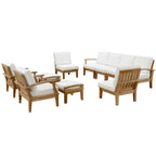Modway Marina 10-Piece Outdoor Teak Sectional Set with White Performance Cushions