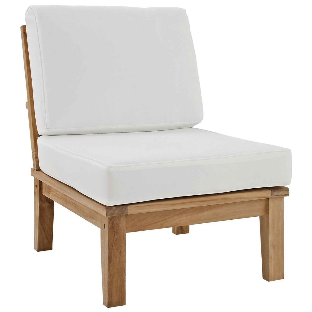 Modway Marina 10-Piece Outdoor Teak Sectional Set with White Performance Cushions