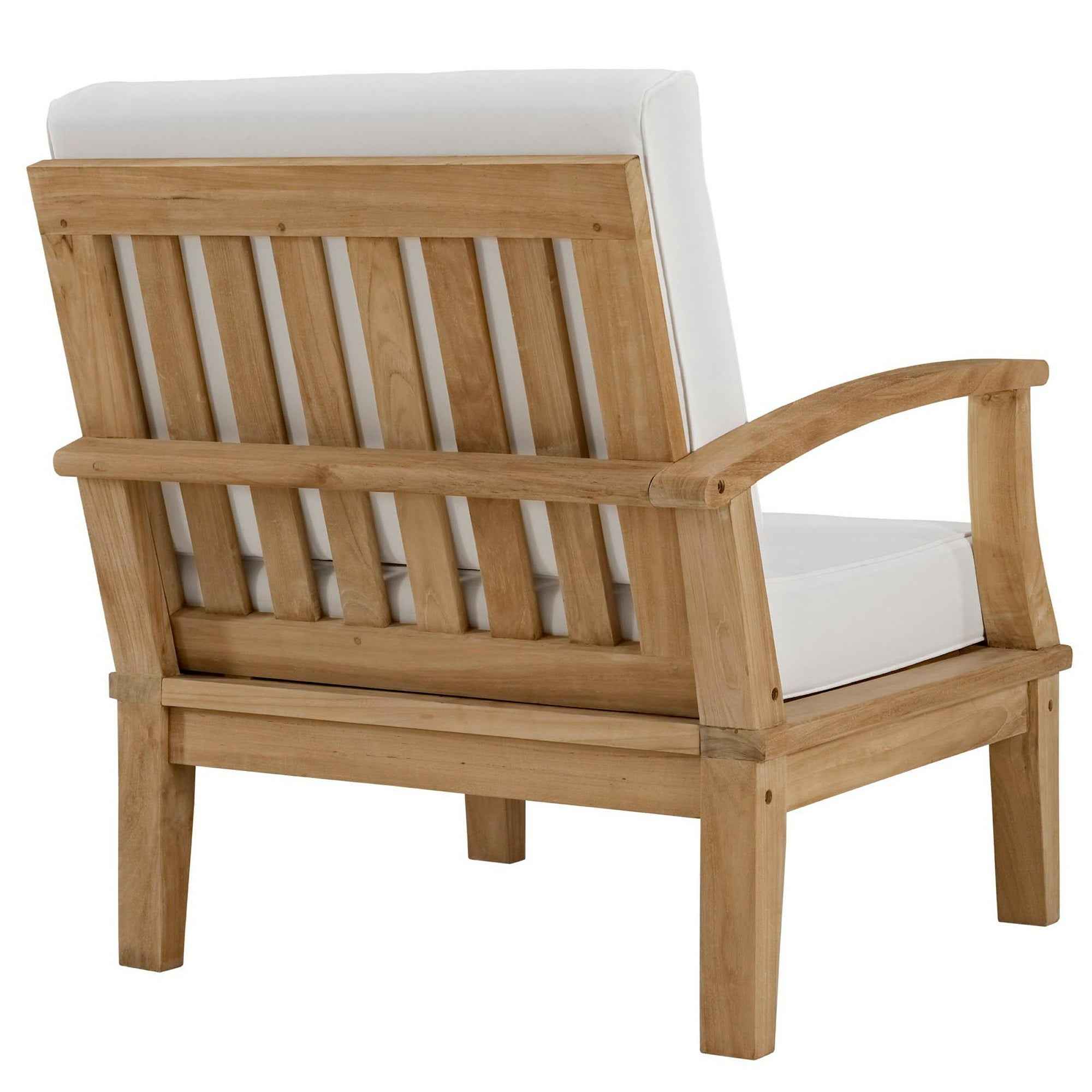 Modway Marina 10-Piece Outdoor Teak Sectional Set with White Performance Cushions