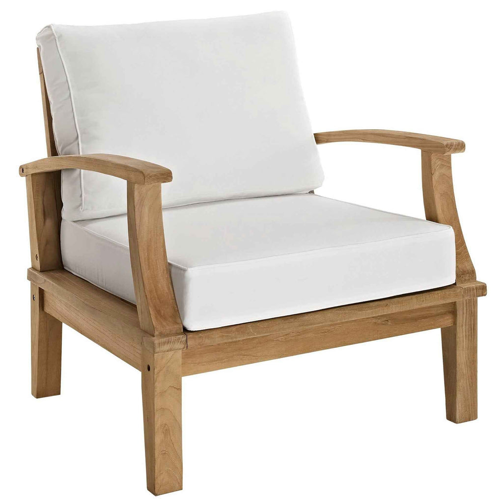 Modway Marina 10-Piece Outdoor Teak Sectional Set with White Performance Cushions