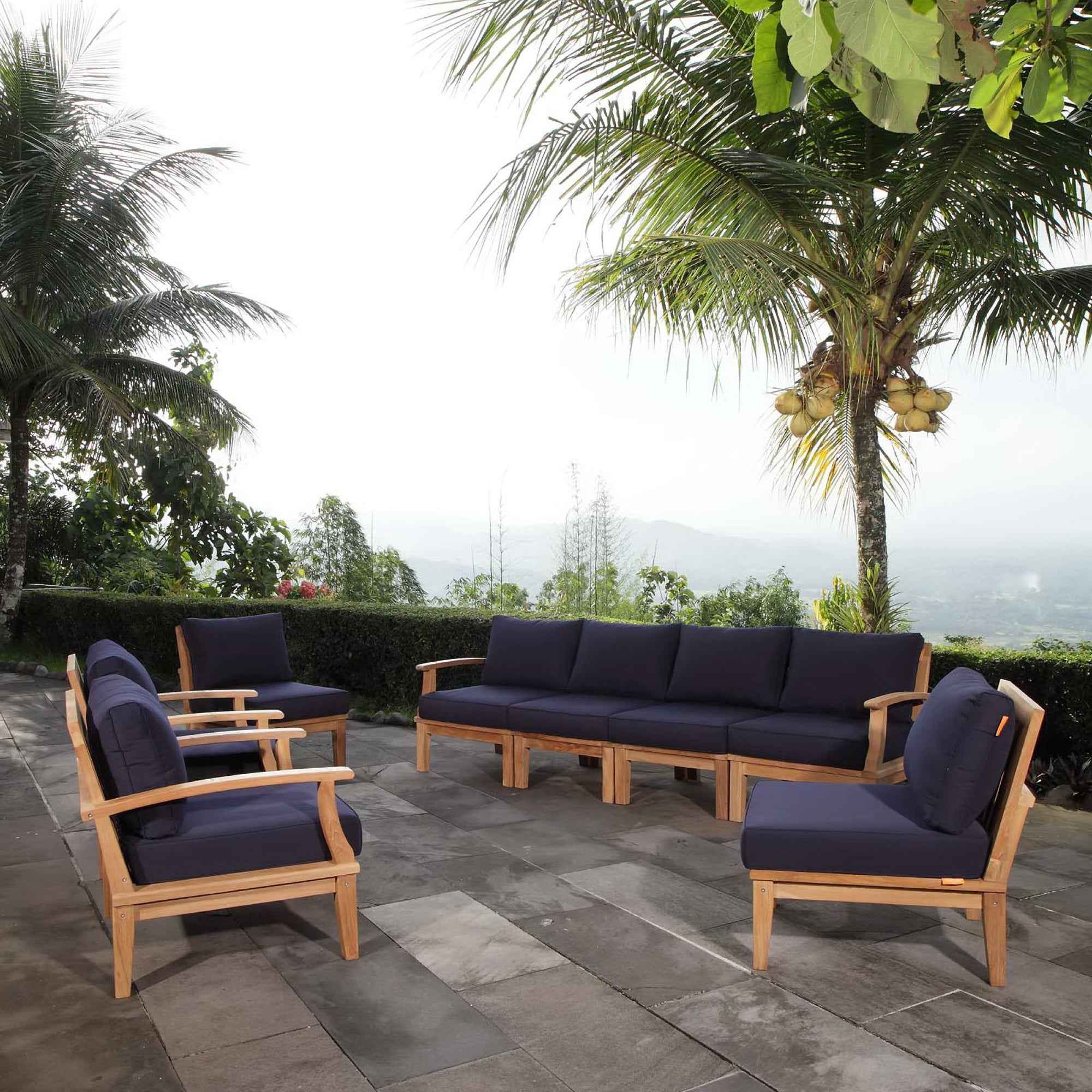 Marina 8-Piece Solid Teak Outdoor Sectional Set
