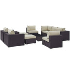 Modway Convene 10-Piece Outdoor Lounge Sectional Set