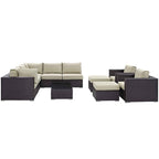 Modway Convene 10-Piece Outdoor Lounge Sectional Set