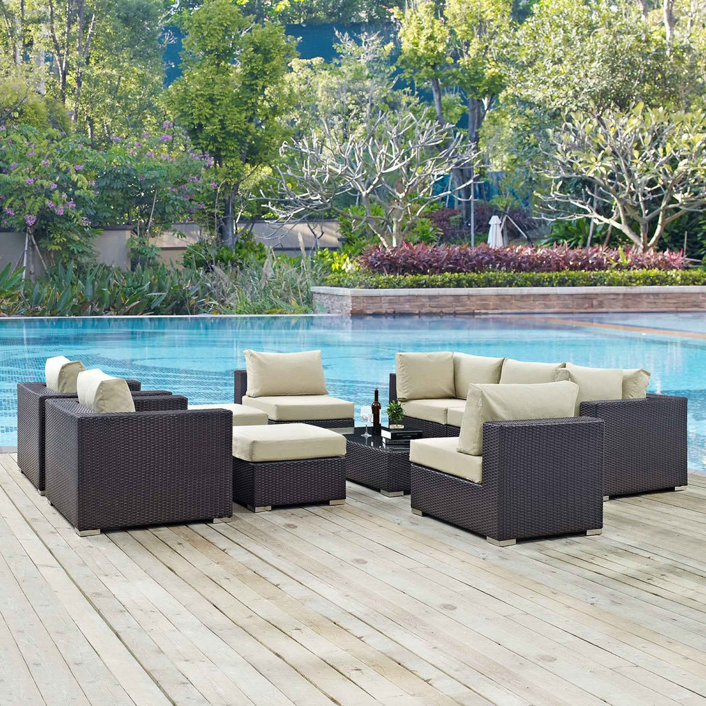 Modway Convene 10-Piece Outdoor Lounge Sectional Set