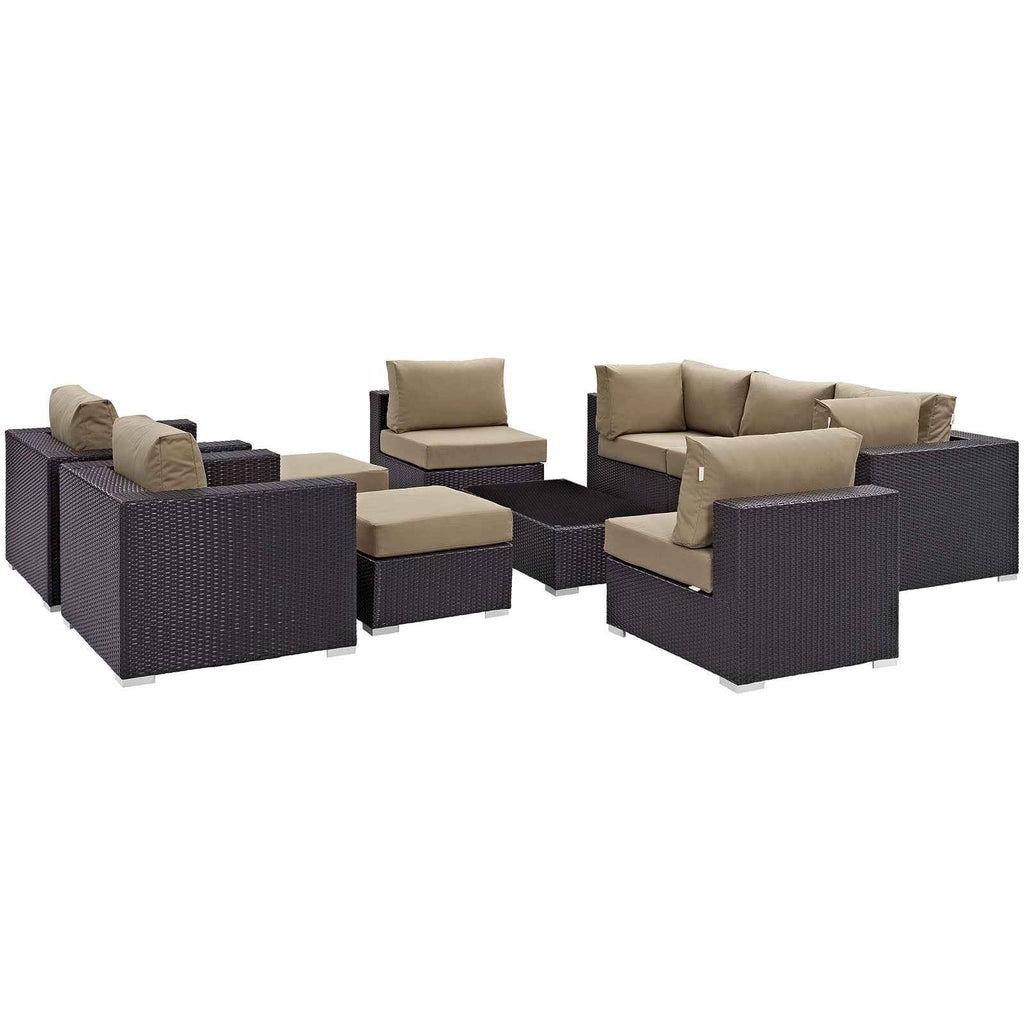 Modway Convene 10-Piece Outdoor Lounge Sectional Set