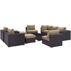 Modway Convene 10-Piece Outdoor Lounge Sectional Set