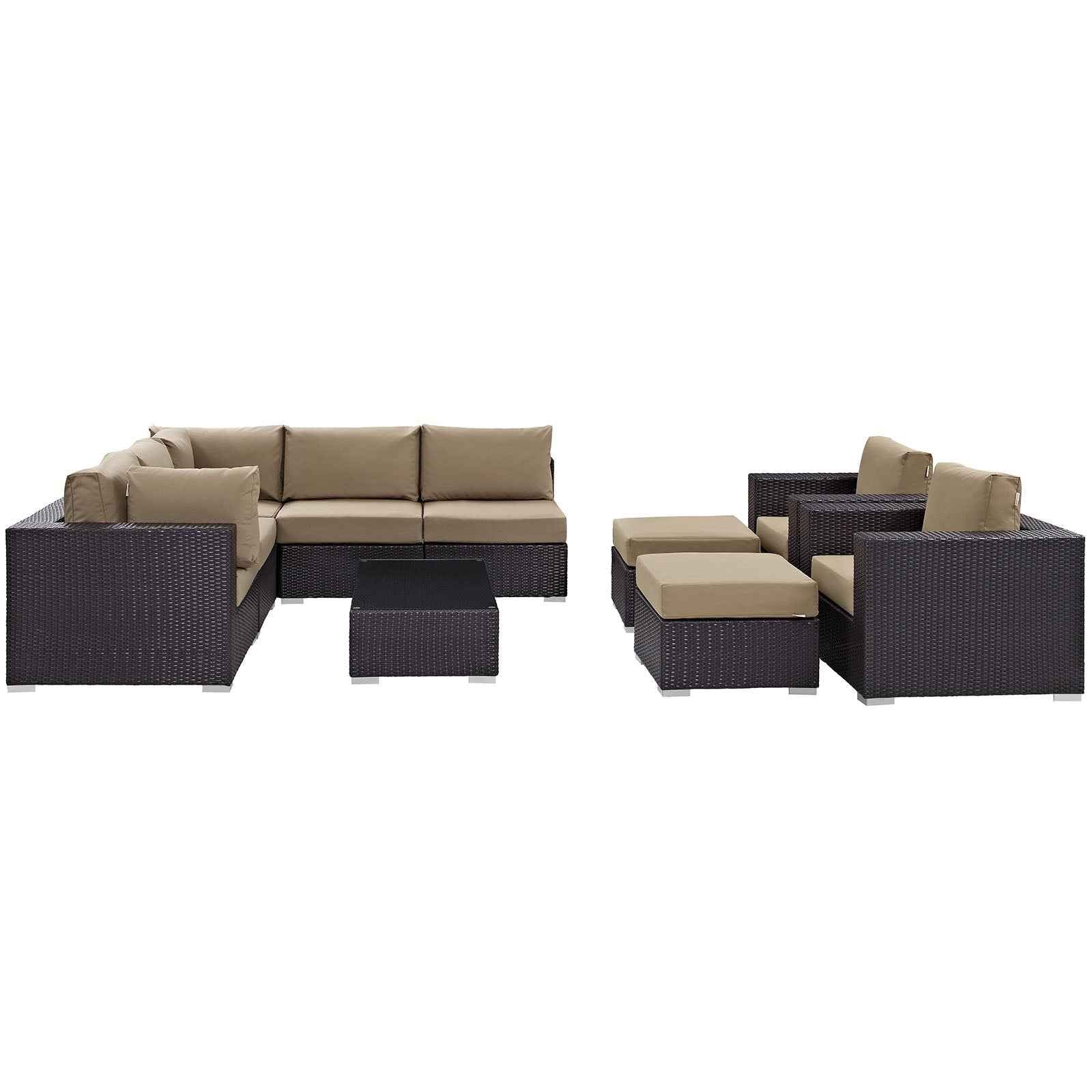 Modway Convene 10-Piece Outdoor Lounge Sectional Set