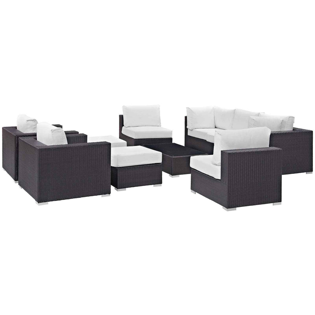 Modway Convene 10-Piece Outdoor Lounge Sectional Set