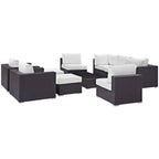 Modway Convene 10-Piece Outdoor Lounge Sectional Set