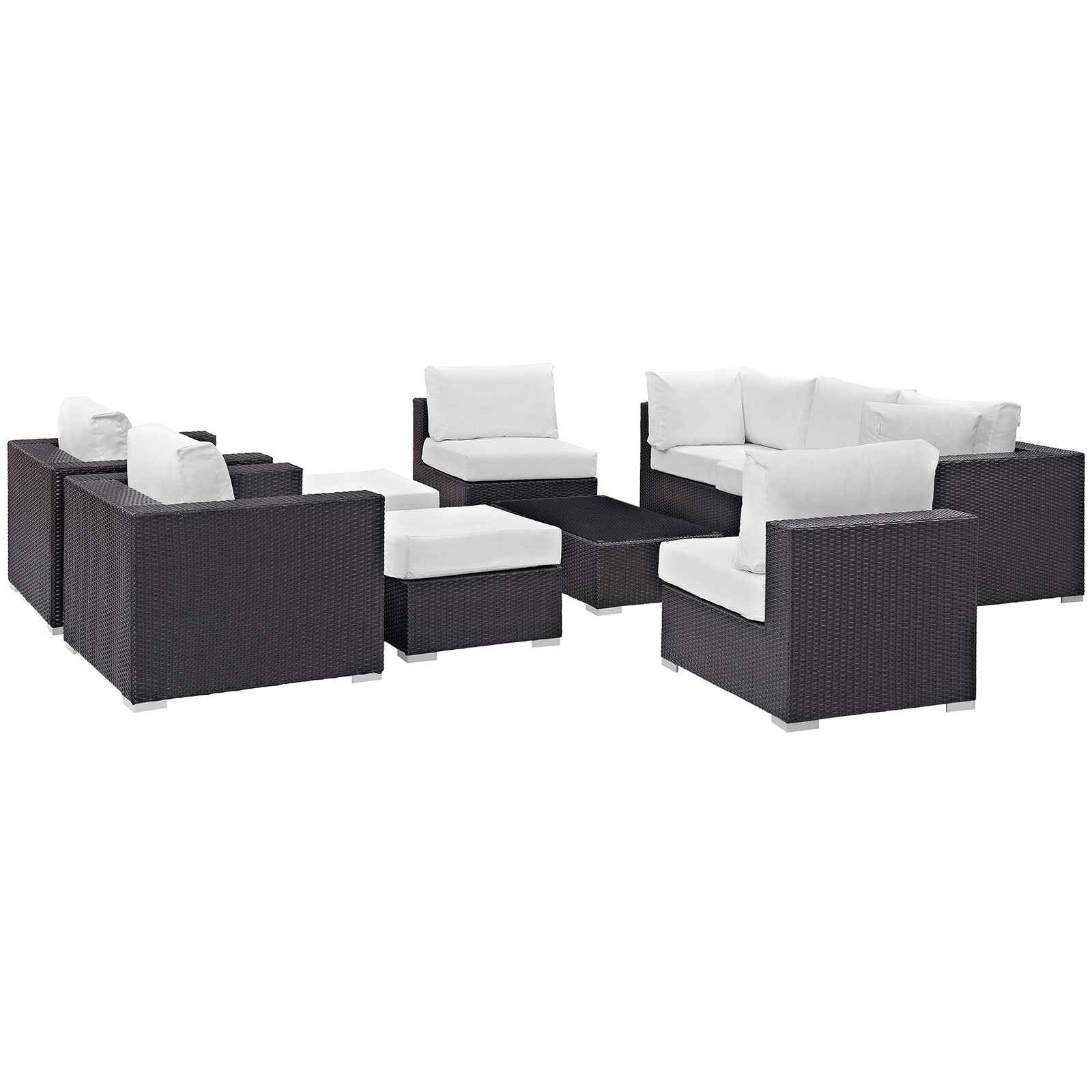 Modway Convene 10-Piece Outdoor Lounge Sectional Set