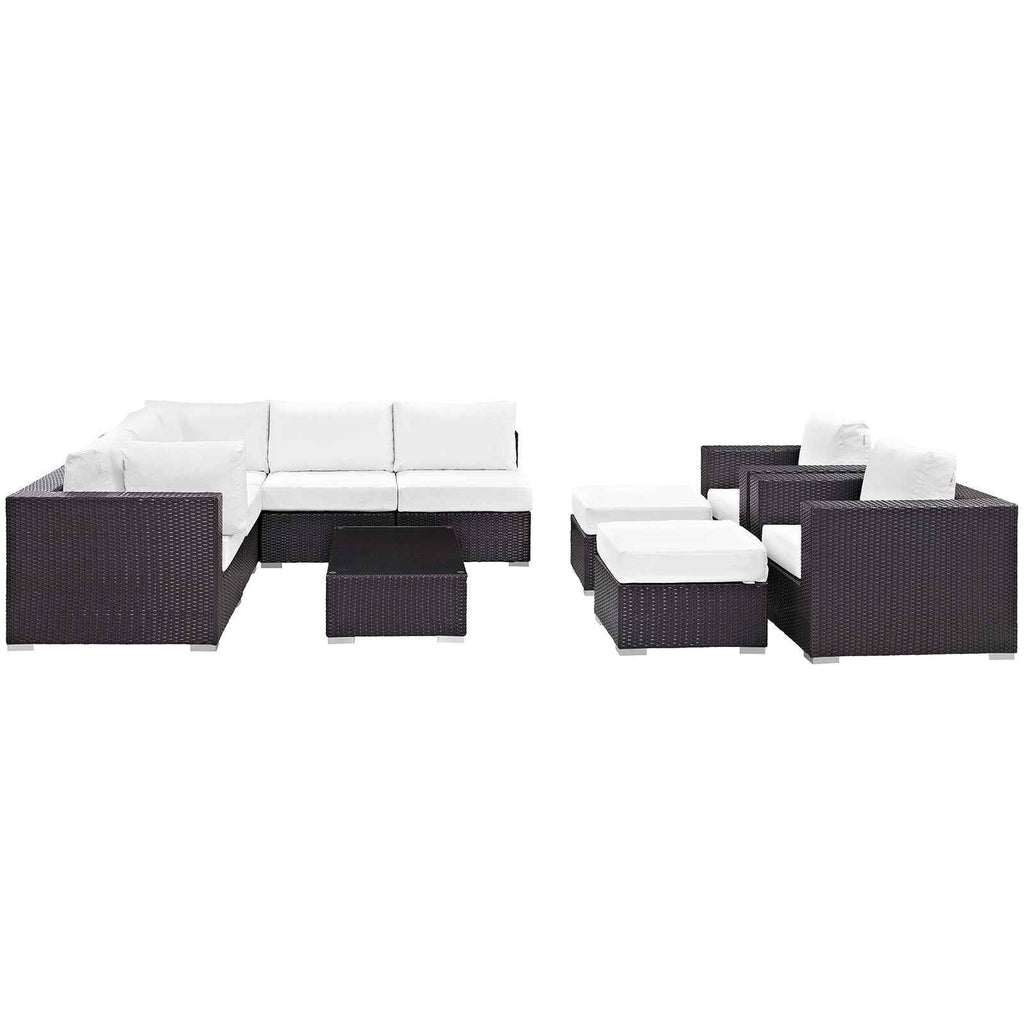 Modway Convene 10-Piece Outdoor Lounge Sectional Set