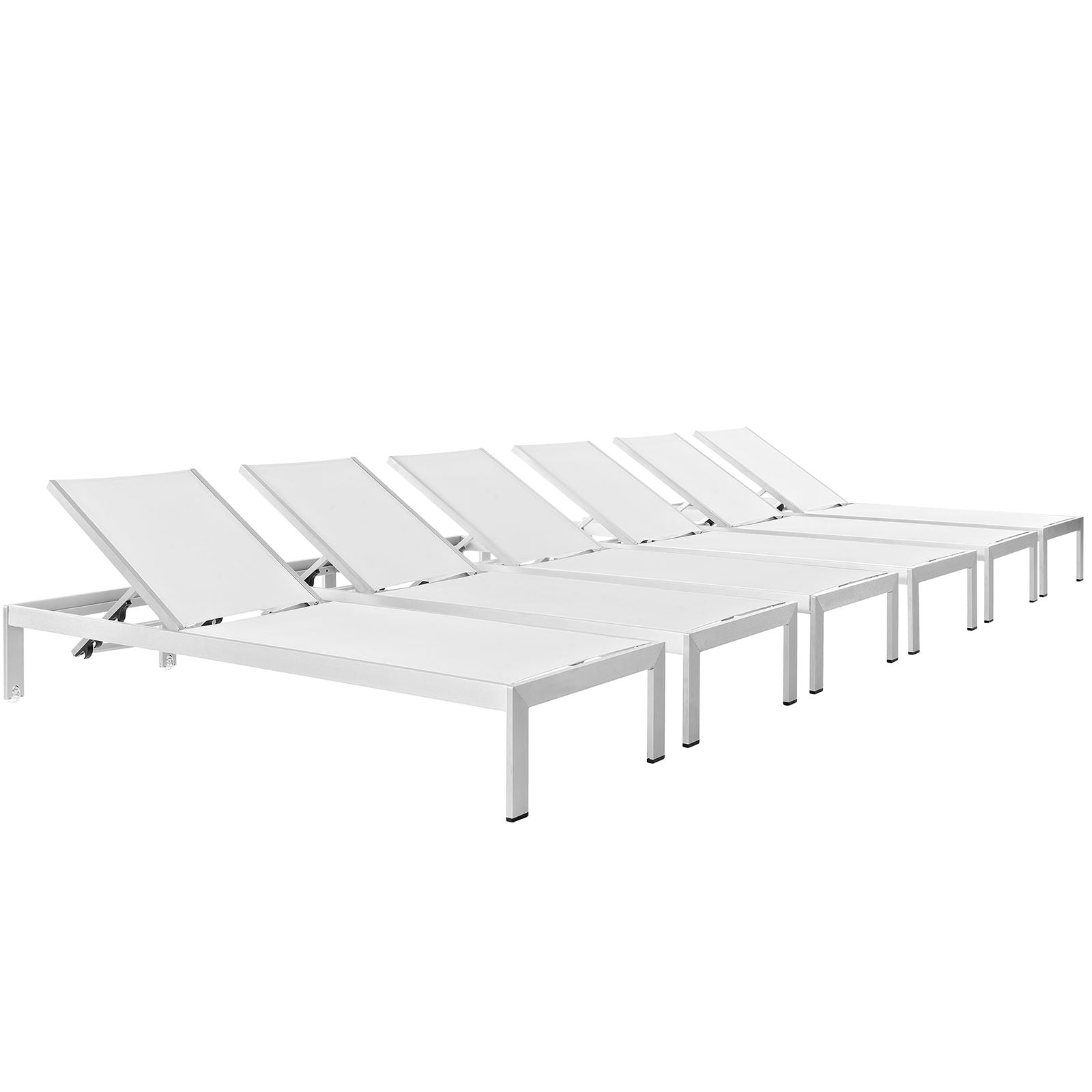 Modway Shore 6-Piece Aluminum Outdoor Chaise Lounge Set