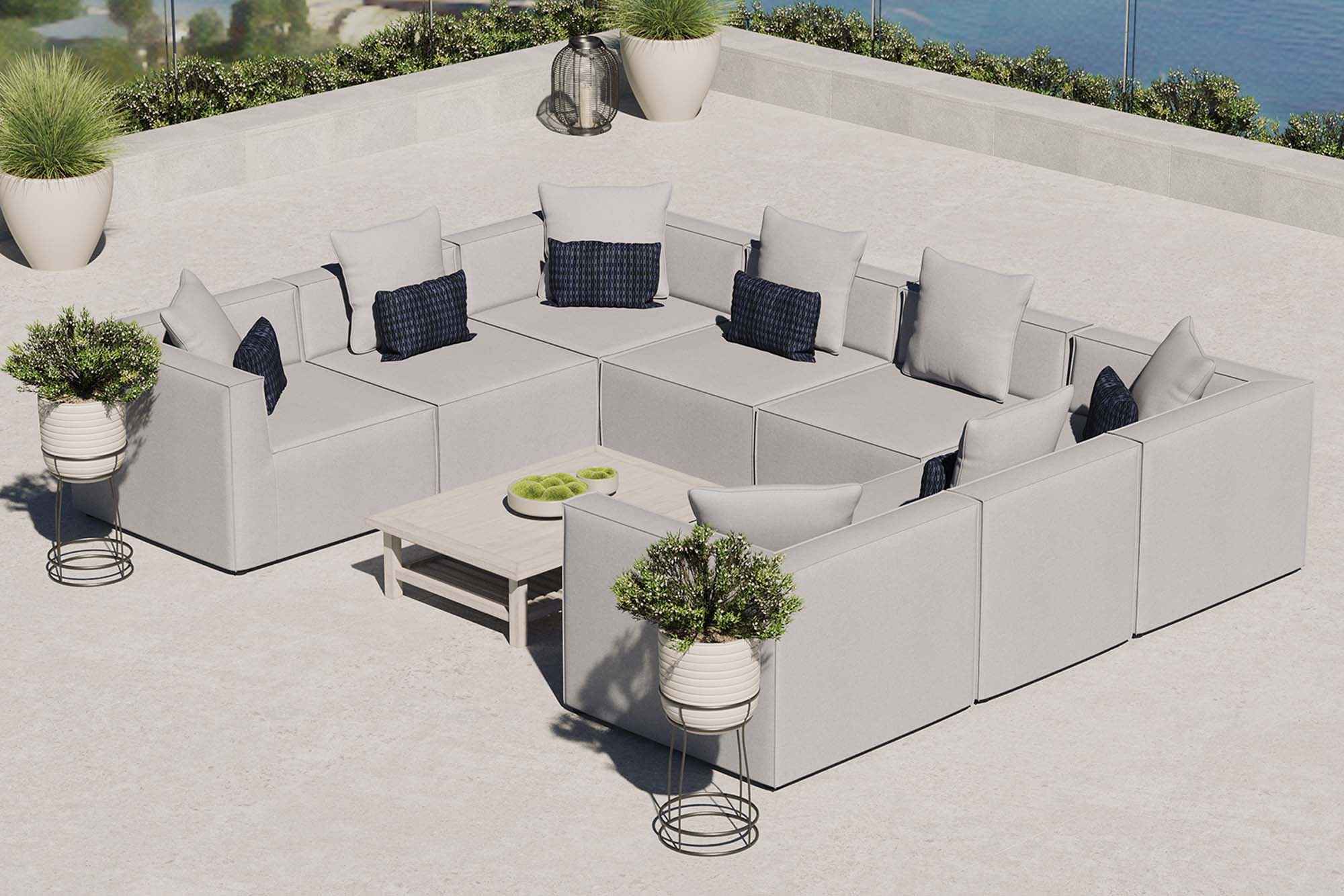 Saybrook 8-Piece Outdoor Upholstered Sectional Sofa