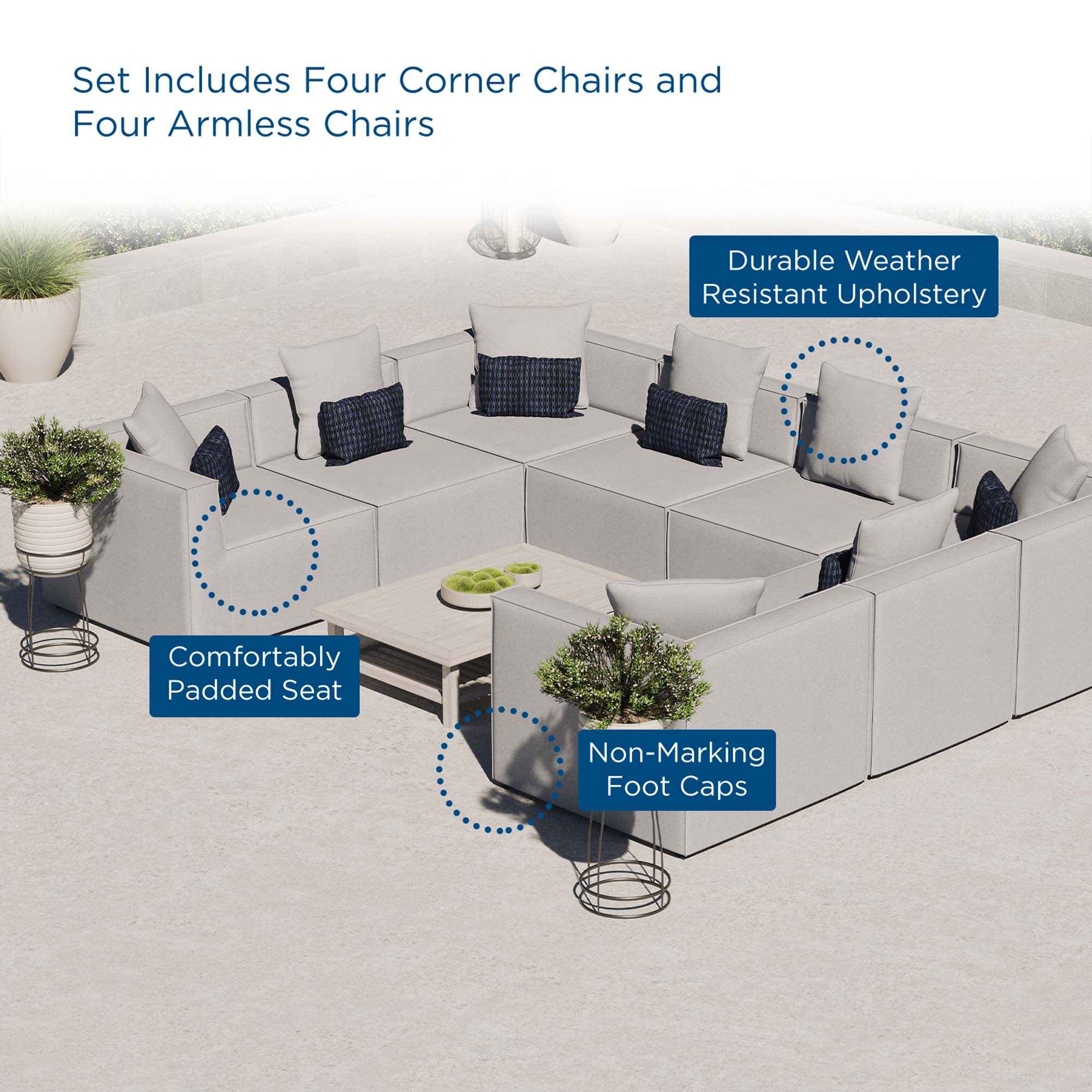 Saybrook 8-Piece Outdoor Upholstered Sectional Sofa