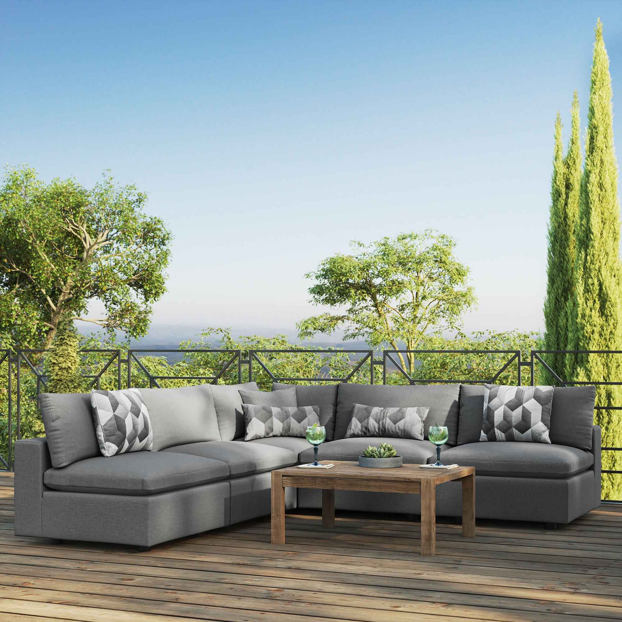 Modway 5-Piece Modular Outdoor Sectional Sofa