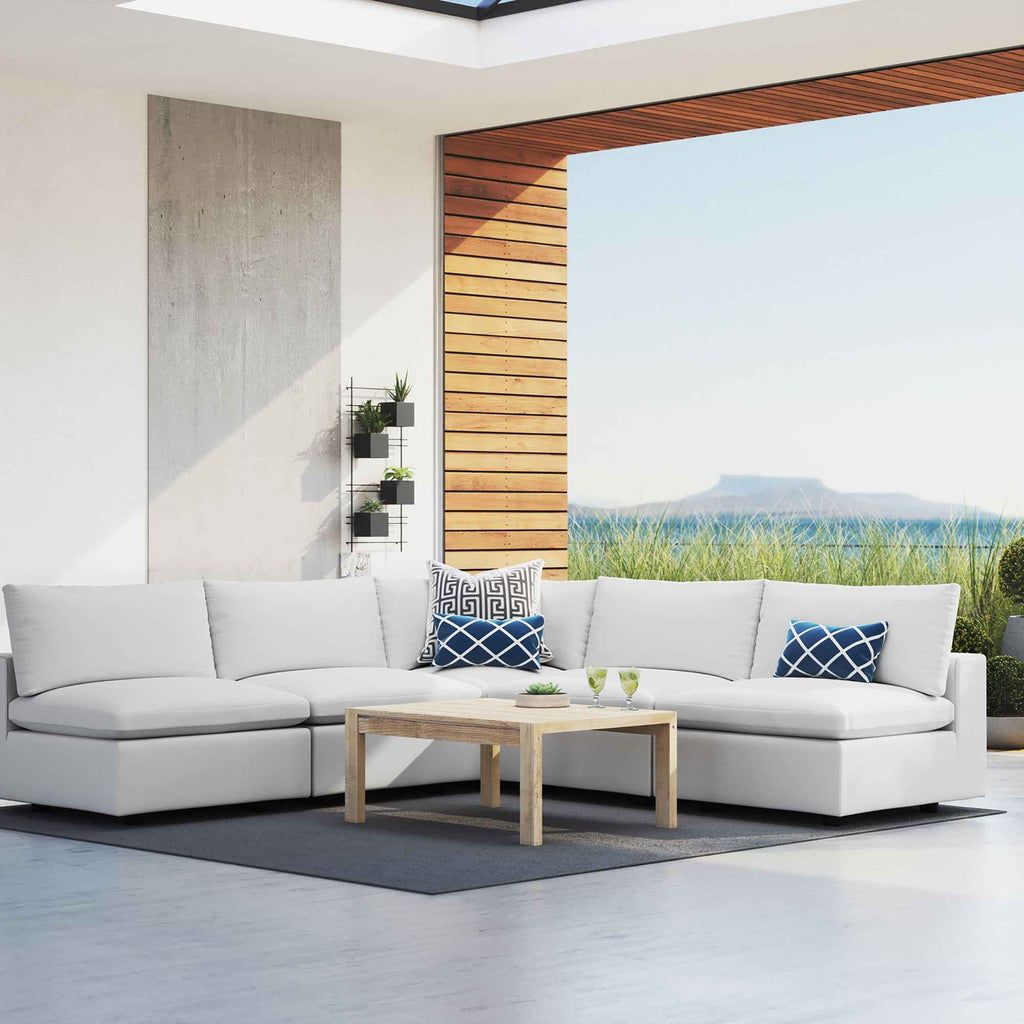 Commix 5-Piece Outdoor Sectional Sofa in Sunbrella® White