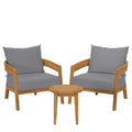 Modway Brisbane 3-Piece Grey Teak Outdoor Conversation Set