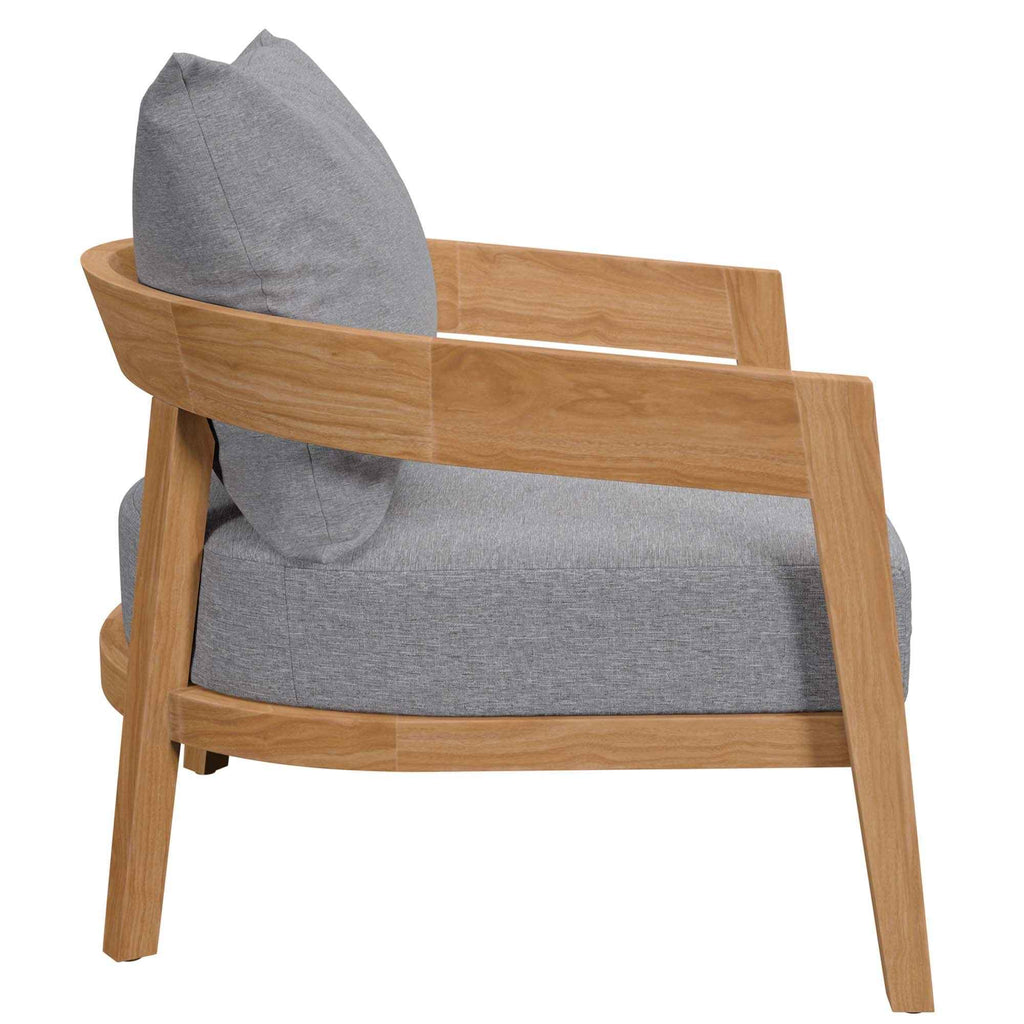 Modway Brisbane 3-Piece Grey Teak Outdoor Conversation Set