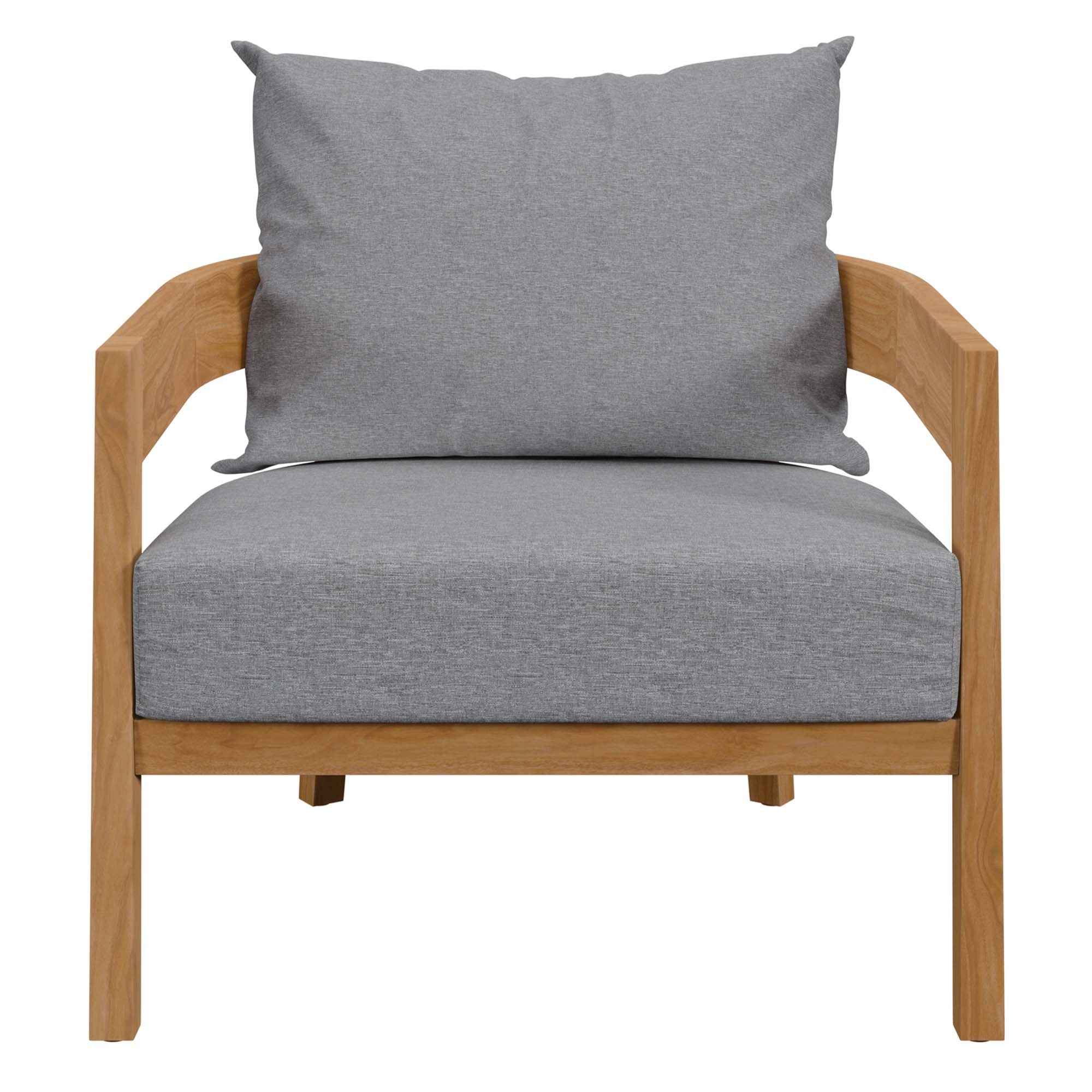 Modway Brisbane 3-Piece Grey Teak Outdoor Conversation Set