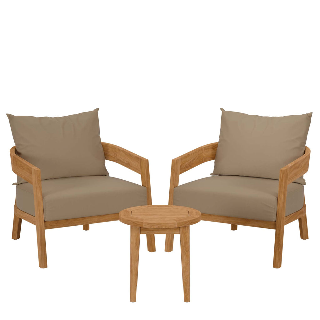 Brisbane Teak 3-Piece Outdoor Patio Set by Modway