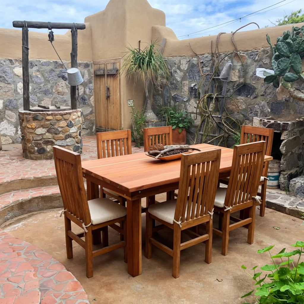 Artisan Farmhouse Solid Redwood Dining Table