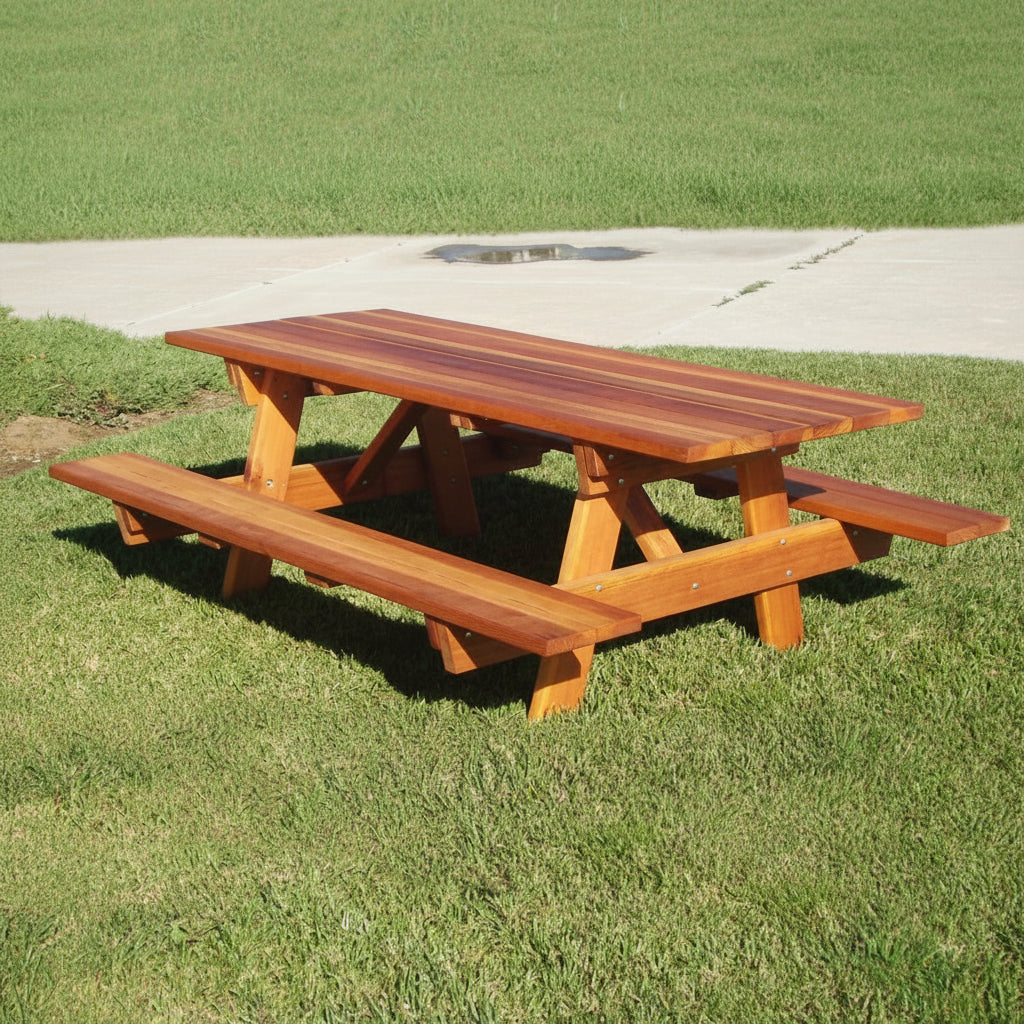Best Redwood Super Deck Picnic Table