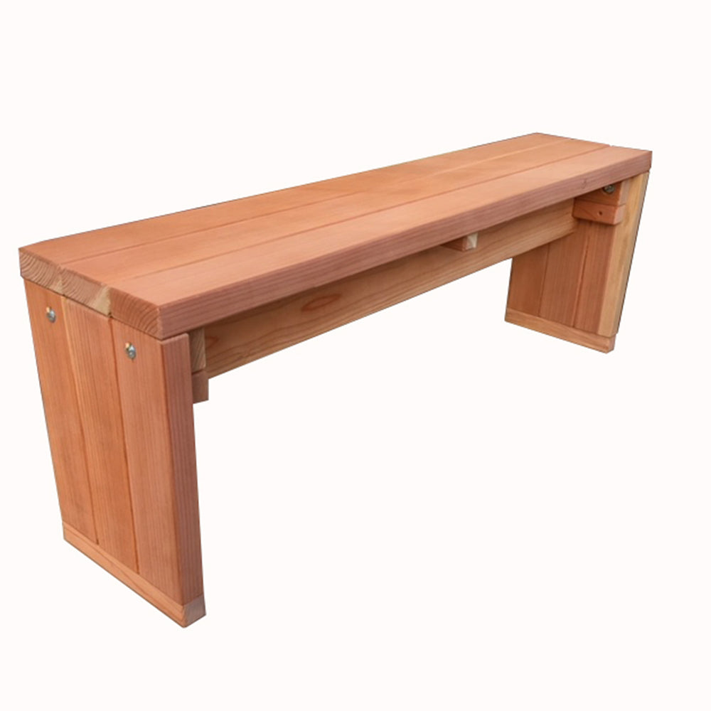 Artisanal Solid Redwood Garden Bench
