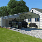 20' x 12' Heavy-Duty Galvanized Steel Carport and All-Weather Vehicle Shelter - Gray