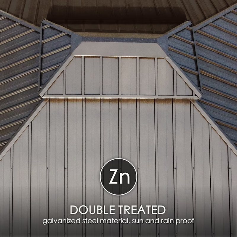 Apollo 12' x 20' Hardtop Gazebo with Wood-Grain Finish