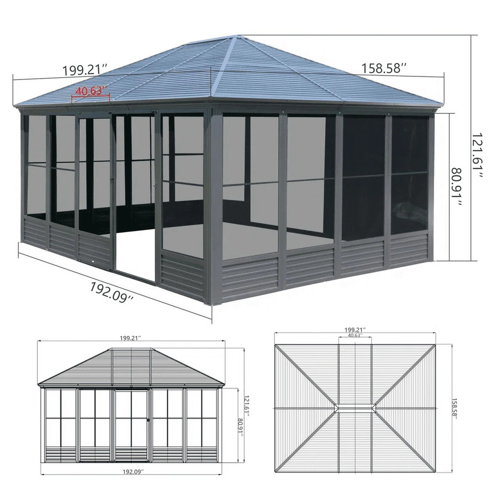 Estate Series 16.5' x 13' All-Season Hardtop Solarium with Sliding Doors