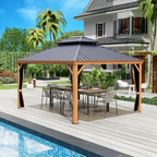 Apollo 12' x 20' Hardtop Gazebo with Wood-Grain Finish