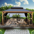 Apollo 12' x 20' Hardtop Gazebo with Wood-Grain Finish