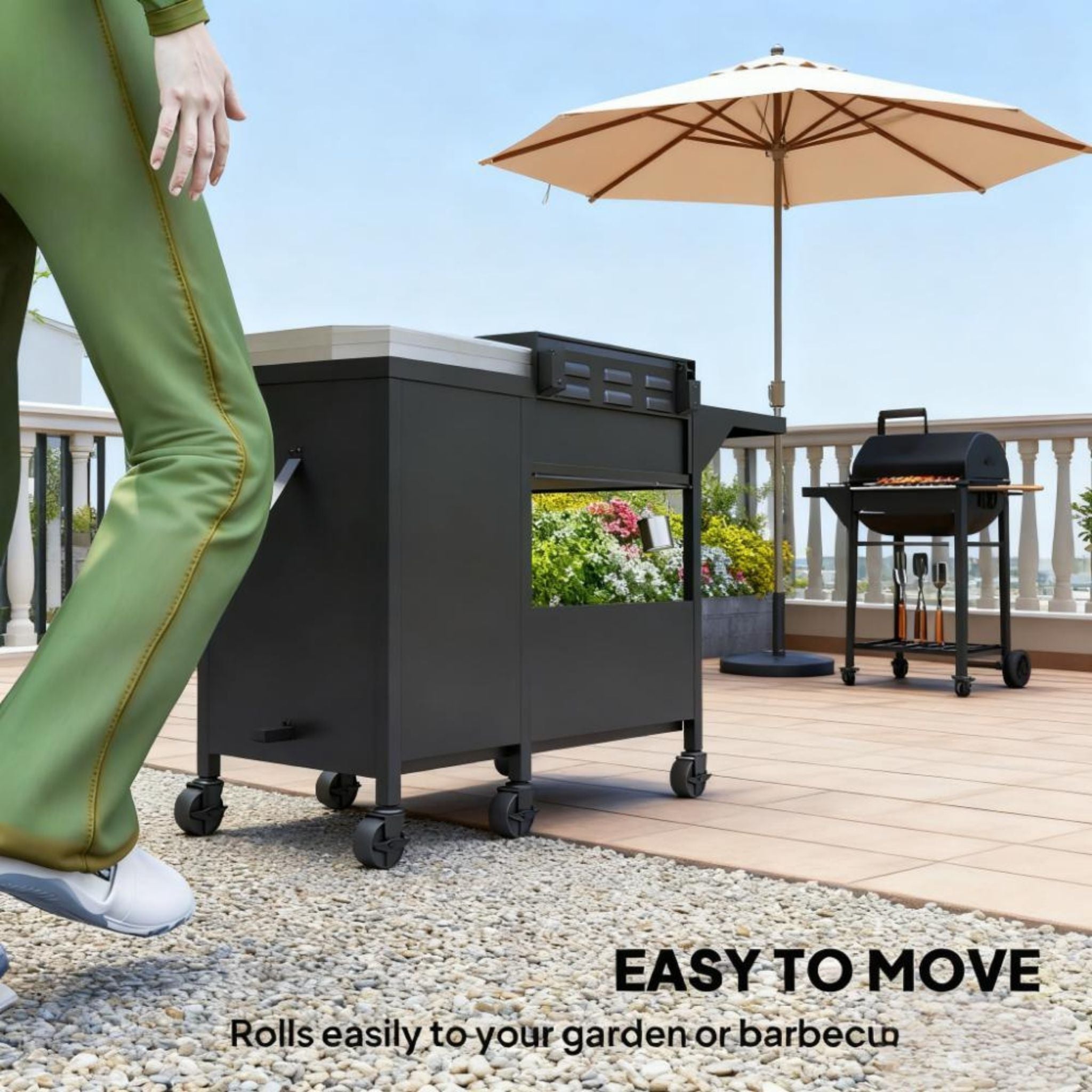 Castelle Flame 15K BTU Barbecue Propane Gas Grill with Side Burner (SAK53481)