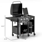 Castelle Flame 15K BTU Barbecue Propane Gas Grill with Side Burner (SAK53481)