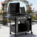 Castelle Flame 15K BTU Barbecue Propane Gas Grill with Side Burner (SAK53481)