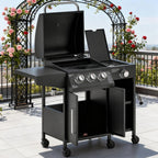 Castelle Flame 15K BTU Barbecue Propane Gas Grill with Side Burner (SAK53481)