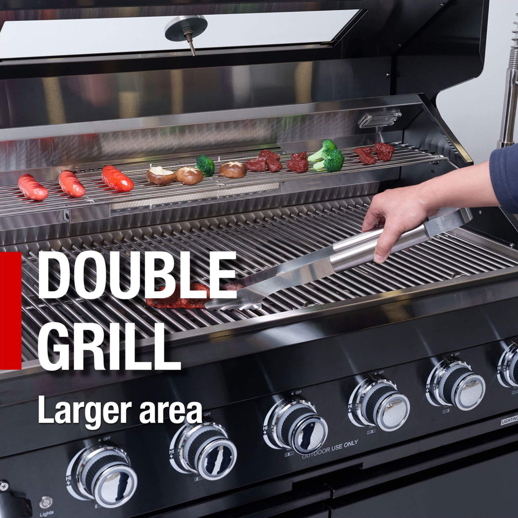 Castelle Flame 85K BTU Professional 6-Burner Outdoor Kitchen Suite with Black Granite (SAK23864)
